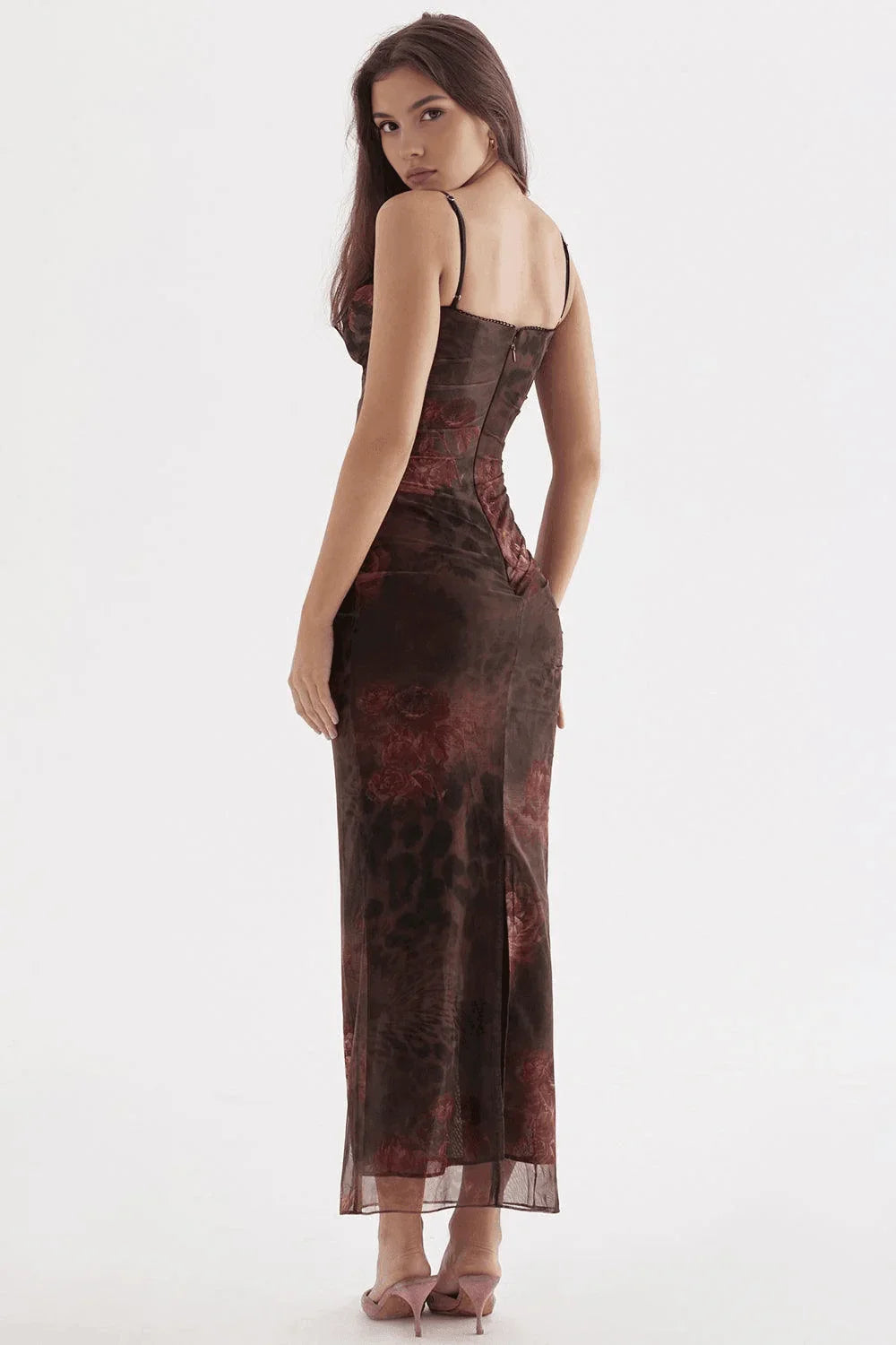 Vestido Feminino Longo Rosas